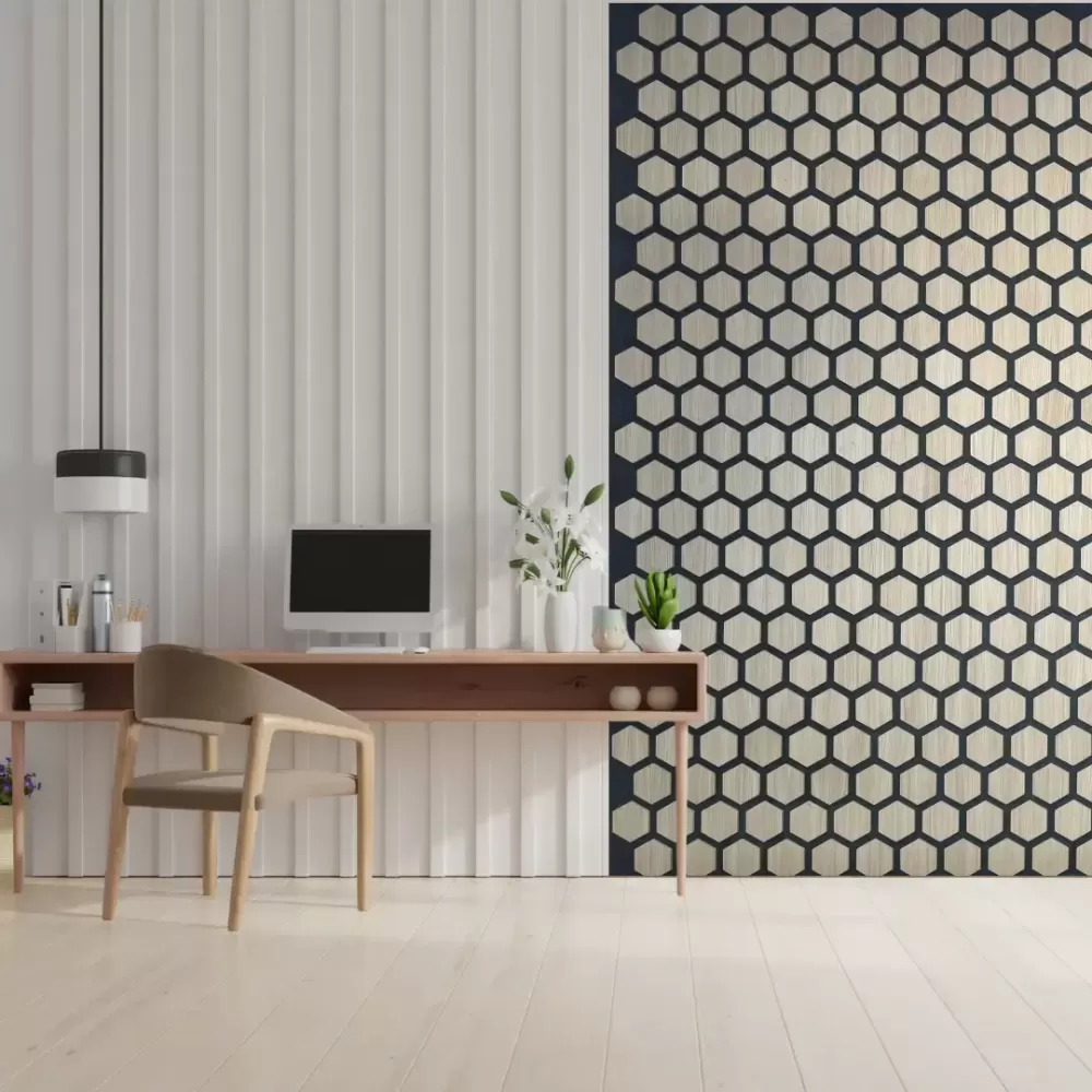 HexyBEL™ - Acoustic Panel with veneered MDF and PET Felt